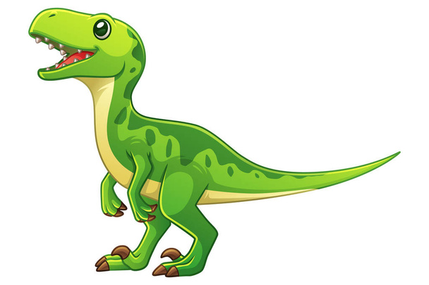 Little Velociraptor Cartoon Illustration - Vector, Image