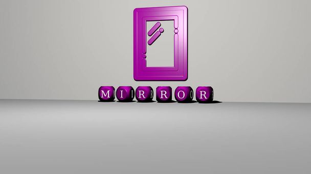 3D ілюстрація графіки MIRROR та тексту, зробленого металевими кубиками для відповідних значень концепції та презентацій. фон і красивий
 - Фото, зображення