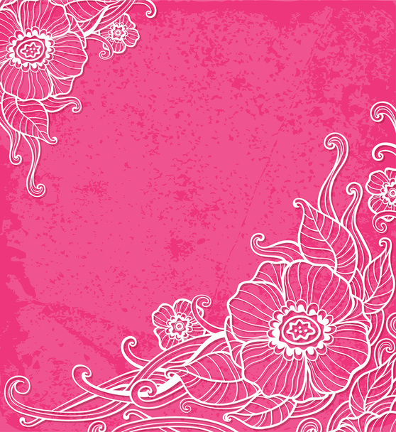 Pink background with white flowers - Vetor, Imagem