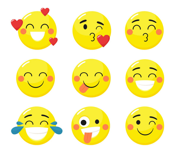 A set of funny emoticons. Vector isolates - Vector, afbeelding