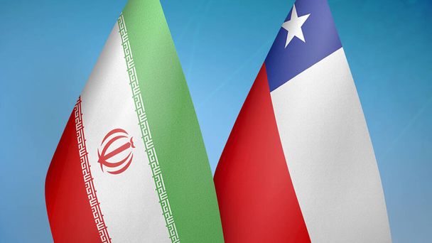 Írán a Chile dvě vlajky dohromady modré pozadí - Fotografie, Obrázek