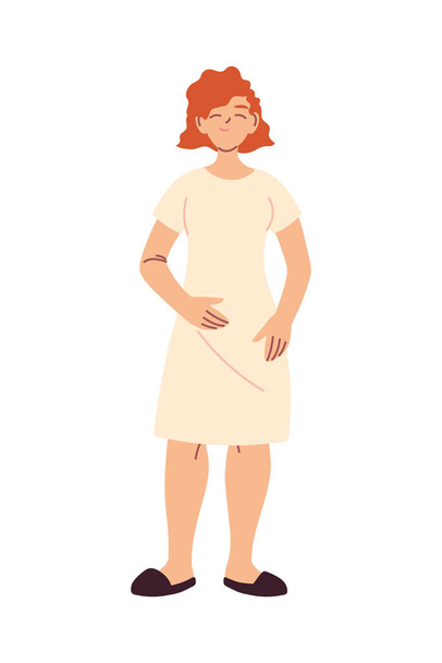 рыжеволосая женщина мультфильм дизайн вектора - Вектор,изображение