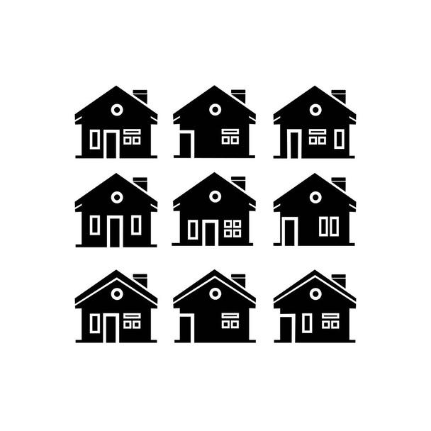 Набор очертаний Home Icon, Коллекция Home Icon flat, Главная страница Векторный дизайн дома иконка вектор логотипа дома - Вектор,изображение