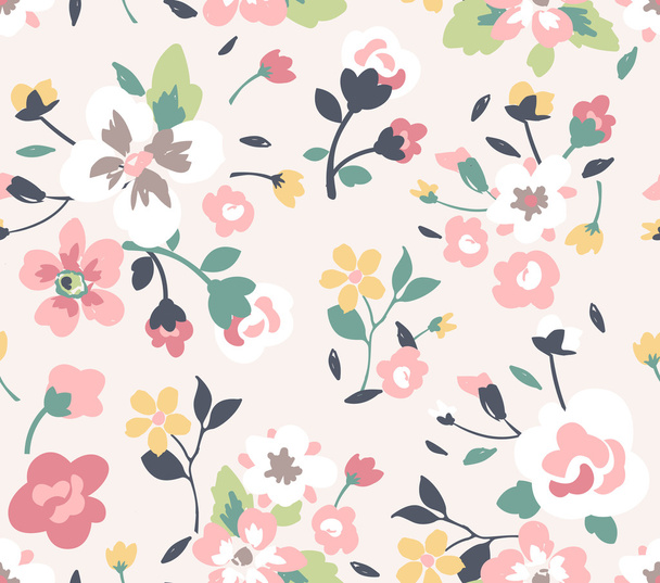 シームレスな春のかわいいバラの花のパターンの背景 - ベクター画像