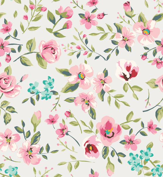 Seamless vintage flower garden pattern background - Vector, Image