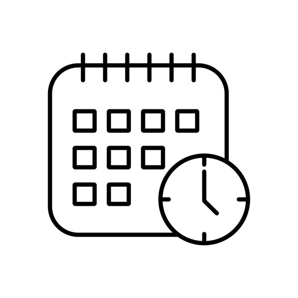 naptár és óra ikon, vonalstílus - Vektor, kép