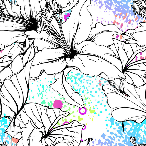Artistic Floral Seamless Pattern. Vector print - Vector, afbeelding