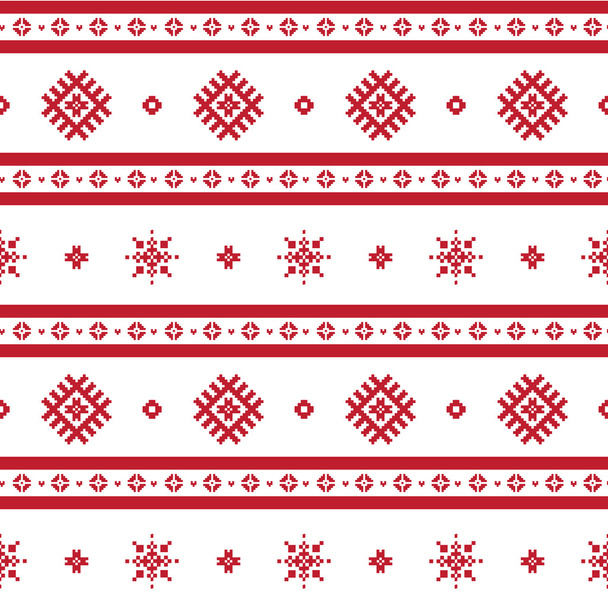 Red nordic knitted seamless pattern - Vecteur, image
