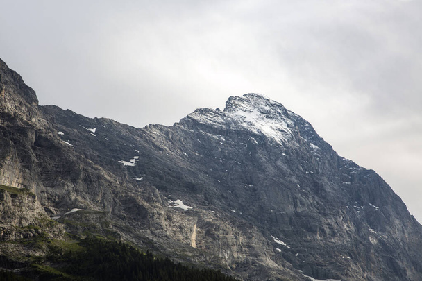 Північний схил гори Айґер у снігу Бернські Альпи (Гріндельвальд, Швейцарія). - Фото, зображення
