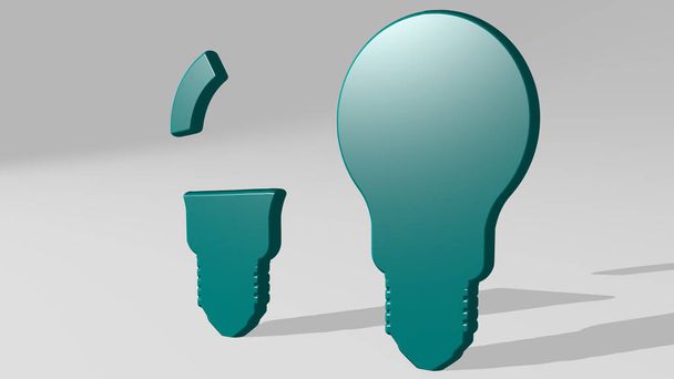 LAMPS z perspektivy se stínem. Silná plastika z kovových materiálů 3D vykreslování. pozadí a ilustrace - Fotografie, Obrázek