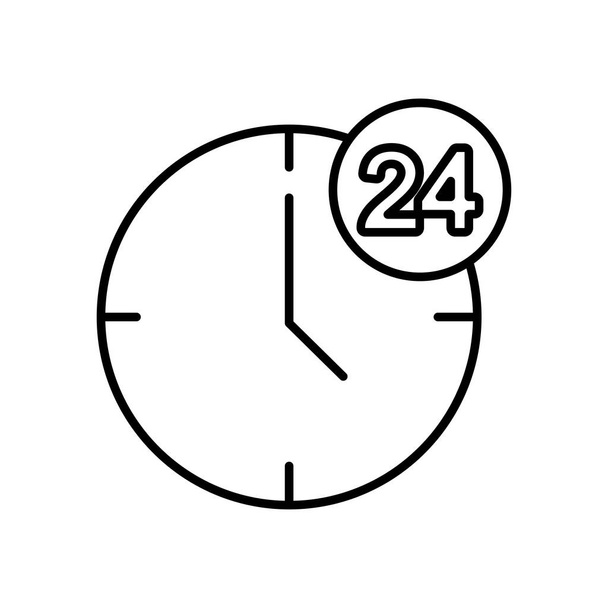 24 hours symbol and clock, line style - Vector, Image