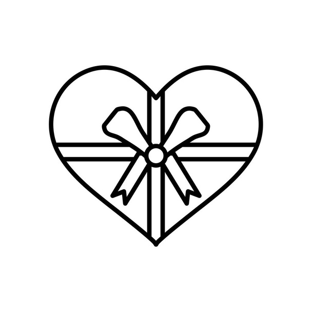 icono de caja de regalo corazón, estilo de línea
 - Vector, imagen