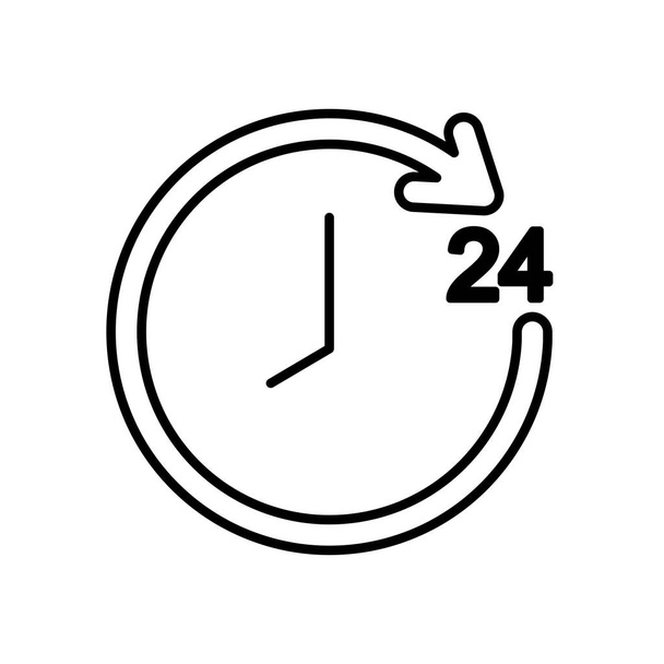 reloj con flecha de 24 horas alrededor, estilo de línea
 - Vector, Imagen