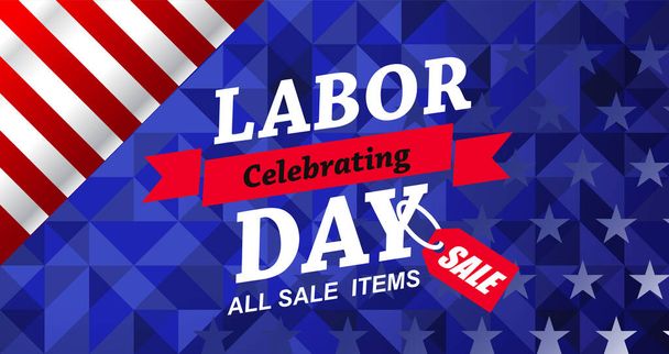 Labor day sale promotion advertising banner template.American labor day wallpaper.voucher discount.Vector illustration . - Vector, Image