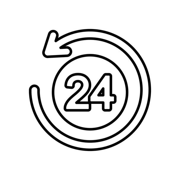 Símbolo de 24 horas y flecha circular, estilo de línea
 - Vector, Imagen