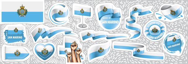 Set vettoriale della bandiera nazionale di San Marino in vari disegni creativi - Vettoriali, immagini