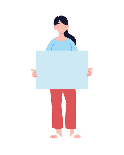 Woman cartoon holding banner board vector design - Vector, Image