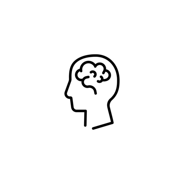 脳のアイコンを持つ人間の頭、ラインスタイルのシンボル。隔離された白い背景のベクトル。EPS 10 - ベクター画像