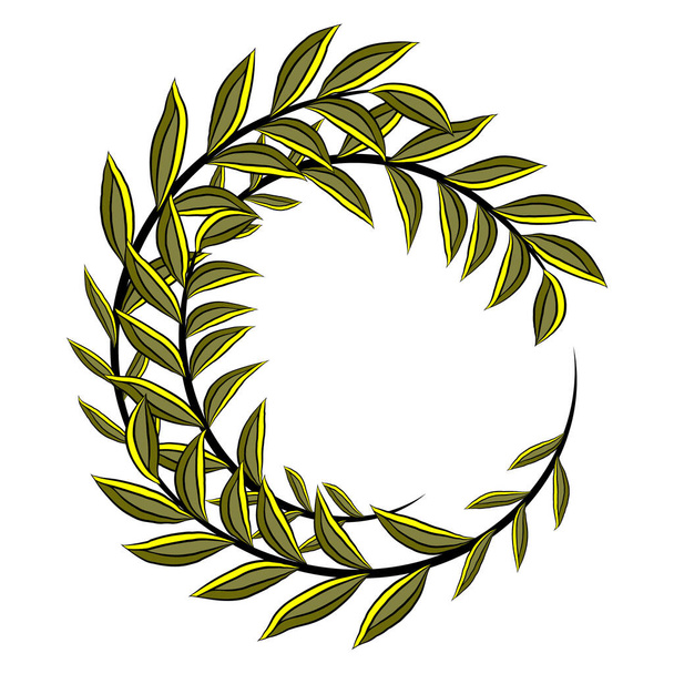 Floral wreath. Twigs with green leaves. Vector illustration. - ベクター画像