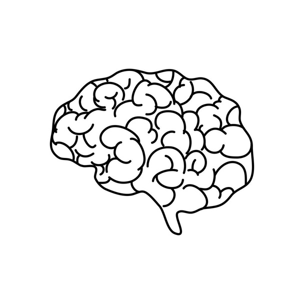 профиль человеческого мозга икона, стиль линии - Вектор,изображение