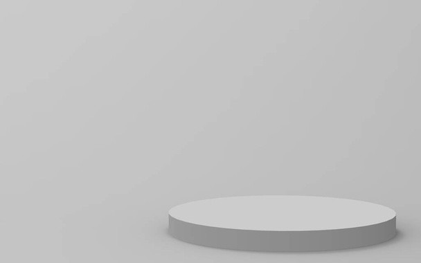 3d grauer weißer Zylinder Podium minimaler Studiohintergrund. Abstrakte 3D geometrische Form Objekt Illustration Renderer. - Foto, Bild