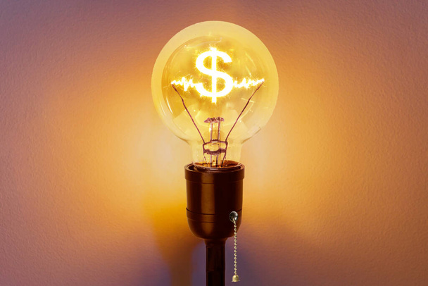 Idée de faire de l'argent concept dans l'ampoule - Photo, image