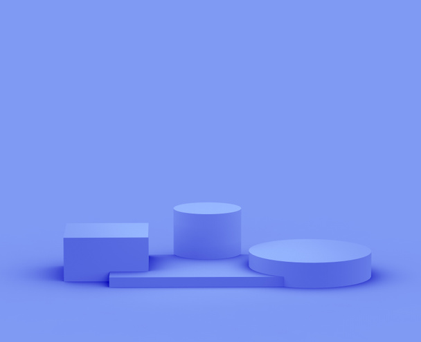 3d piattaforma reale blu e viola minimale studio sfondo. Rendering astratto della forma geometrica dell'oggetto 3d. Espositore per cosmetici e prodotti moda di bellezza. - Foto, immagini