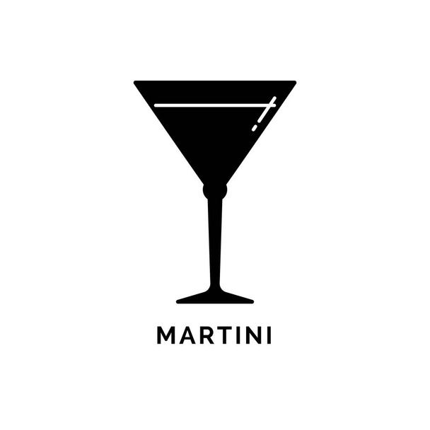 Illustration with silhouette glass martini. Isolated object. Italian beverage label. White background. Design concept party, celebration. Modern sign - Вектор, зображення