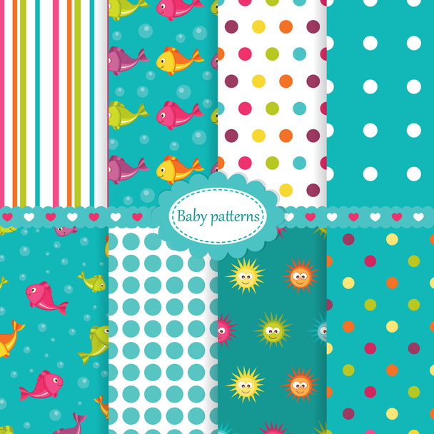 Set of baby seamless patterns - Vector, afbeelding
