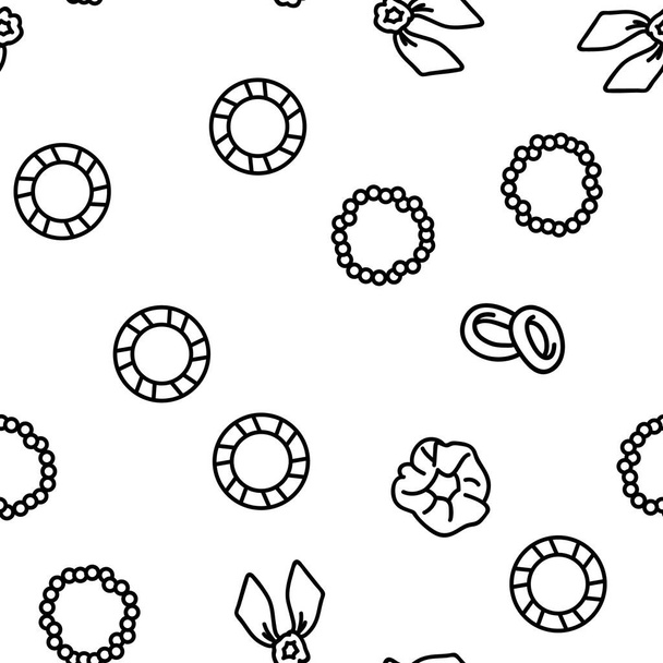 Hair Scrunchies Bands Vector Seamless Pattern Thin Line Illustration - Vector, Image