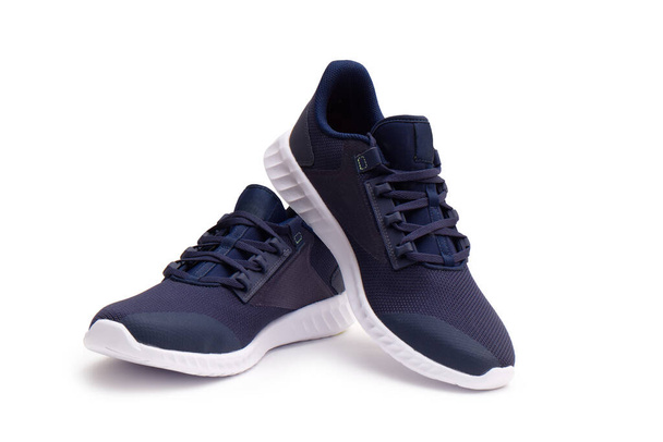 Pair of Dark Blue Sneaker on iSolated White Background. - Photo, Image