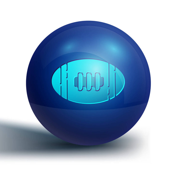 Kék Amerikai futball ikon elszigetelt fehér háttér. Rögbi labda ikon. Csapat sport játék szimbólum. Kék kör gomb. Vektorillusztráció. - Vektor, kép