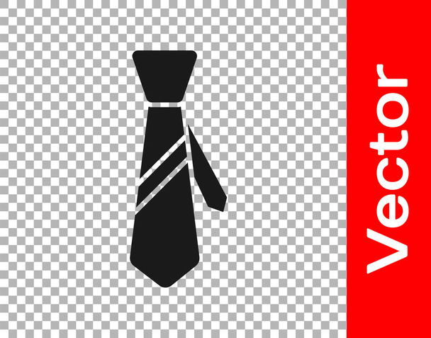 Czarna ikona krawata izolowana na przezroczystym tle. Krawat i symbol szyjki. Ilustracja wektora. - Wektor, obraz