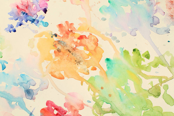 colorful bright abstract watercolor splashes painted background - Photo, Image
