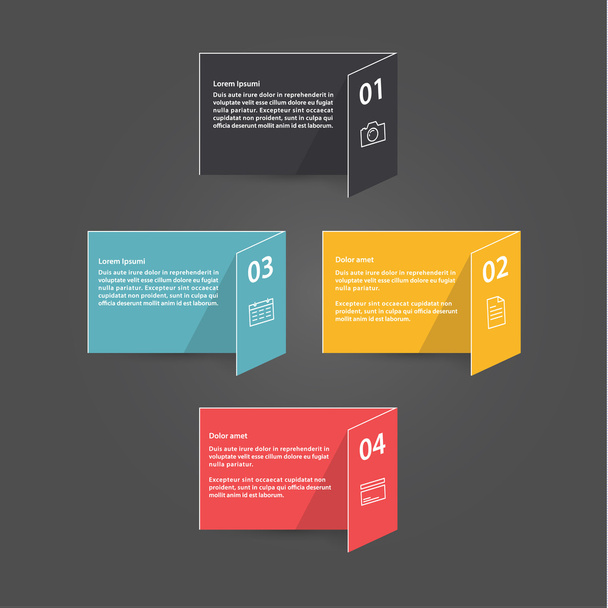 Vector template - four colorfully folded cards with place for yo - Vettoriali, immagini
