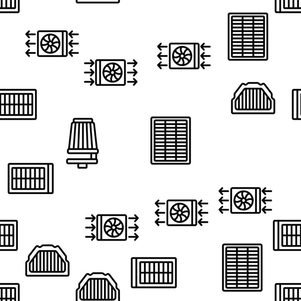 Luchtfilter en luchtstroom Vector naadloos patroon dunne lijn illustratie - Vector, afbeelding