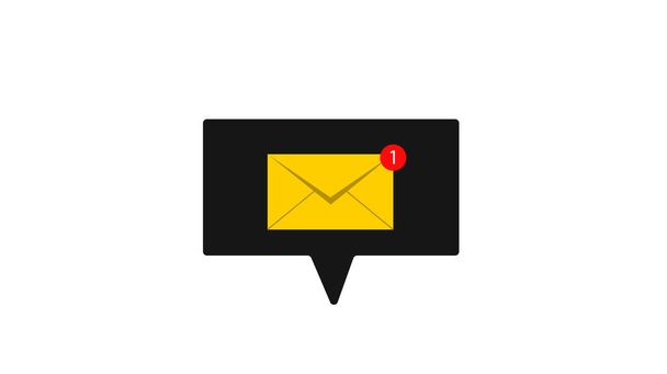 黄色い封筒のアイコン。赤いマーカーでメール通知 - 写真・画像