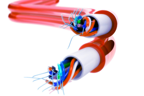 Electrical cable on white background.3d render - Φωτογραφία, εικόνα