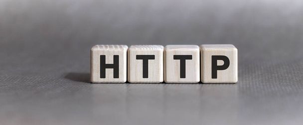 HTTP text on wooden cubes on a monochrome background - Fotografie, Obrázek