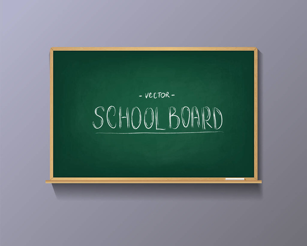 School board illustration with hand-drawn text on it. Green school chalkboard. - Vector - Vecteur, image