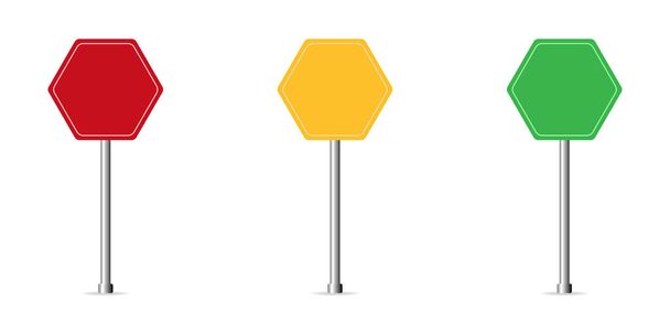 Road signs. Highway warning symbols in different colors. - Vector, Image