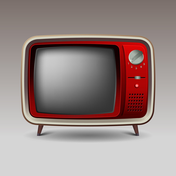 Old red retro television - Vettoriali, immagini