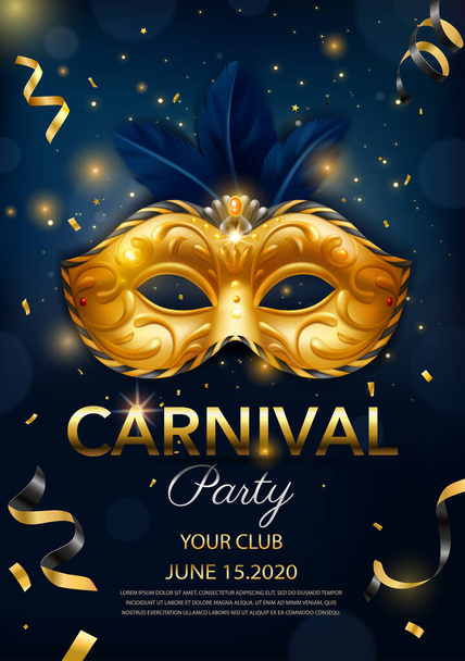 Realistic Carnival Mask Vertical Poster  - Vector, Image
