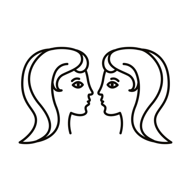 gemini zodiaque signe ligne style icône - Vecteur, image