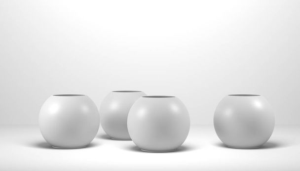 3d weergave van witte schalen of vazen op een witte achtergrond - Foto, afbeelding
