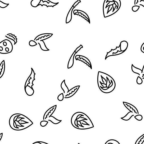 アガベアロエベラ植物ベクトルシームレスパターン｜薄いラインイラスト - ベクター画像
