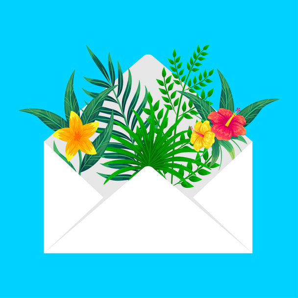 Flowers in an envelope for invitation vector design - Vektör, Görsel