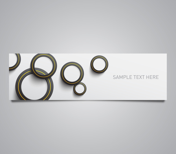 Paper banner with a set of plastic rings, circles pattern background - Vetor, Imagem