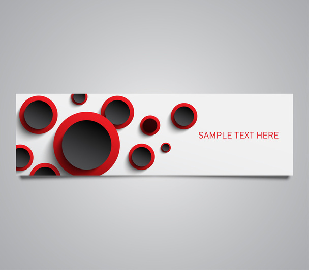Paper banner with a set of plastic rings, circles pattern background - Vector, Imagen
