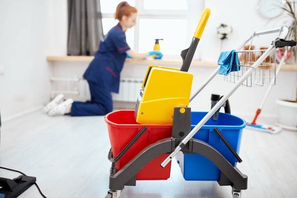 Reinigungsset für verschiedene Oberflächen in Küche, Bad und anderen Räumen. - Foto, Bild